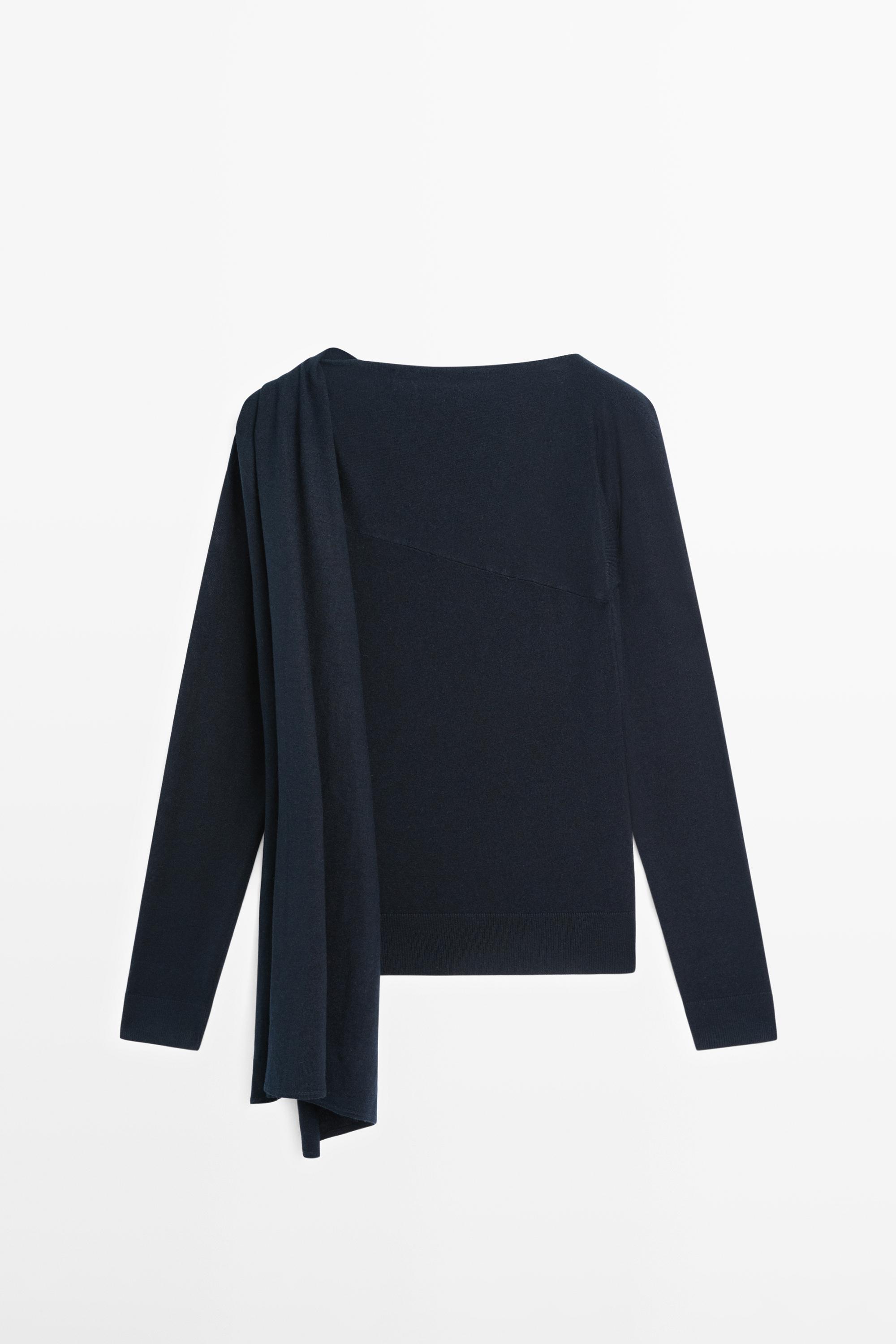 Pull en maille avec écharpe soie mélangée - STUDIO
